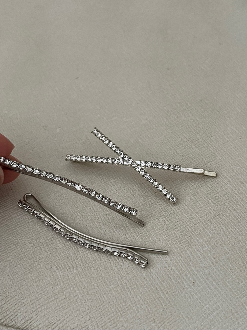 Rhinestone Bobby Pin Set - Silver Crystal Hair Clips